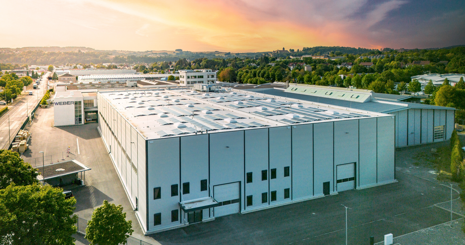Luftaufnahme Weber Maschinenfabrik GmbH Werk2 bei Sonnenuntergang